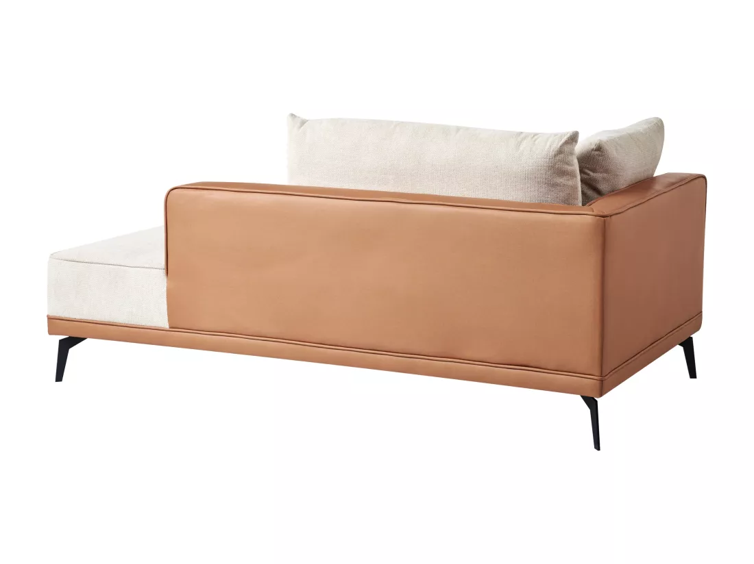 Canapé d'angle à droite modulable en tissu beige et marron MYKEN