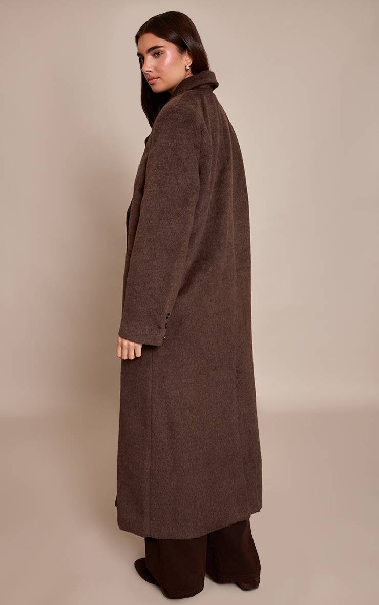 Chocolat Manteau Long Structuré En Laine À Double Boutonnage