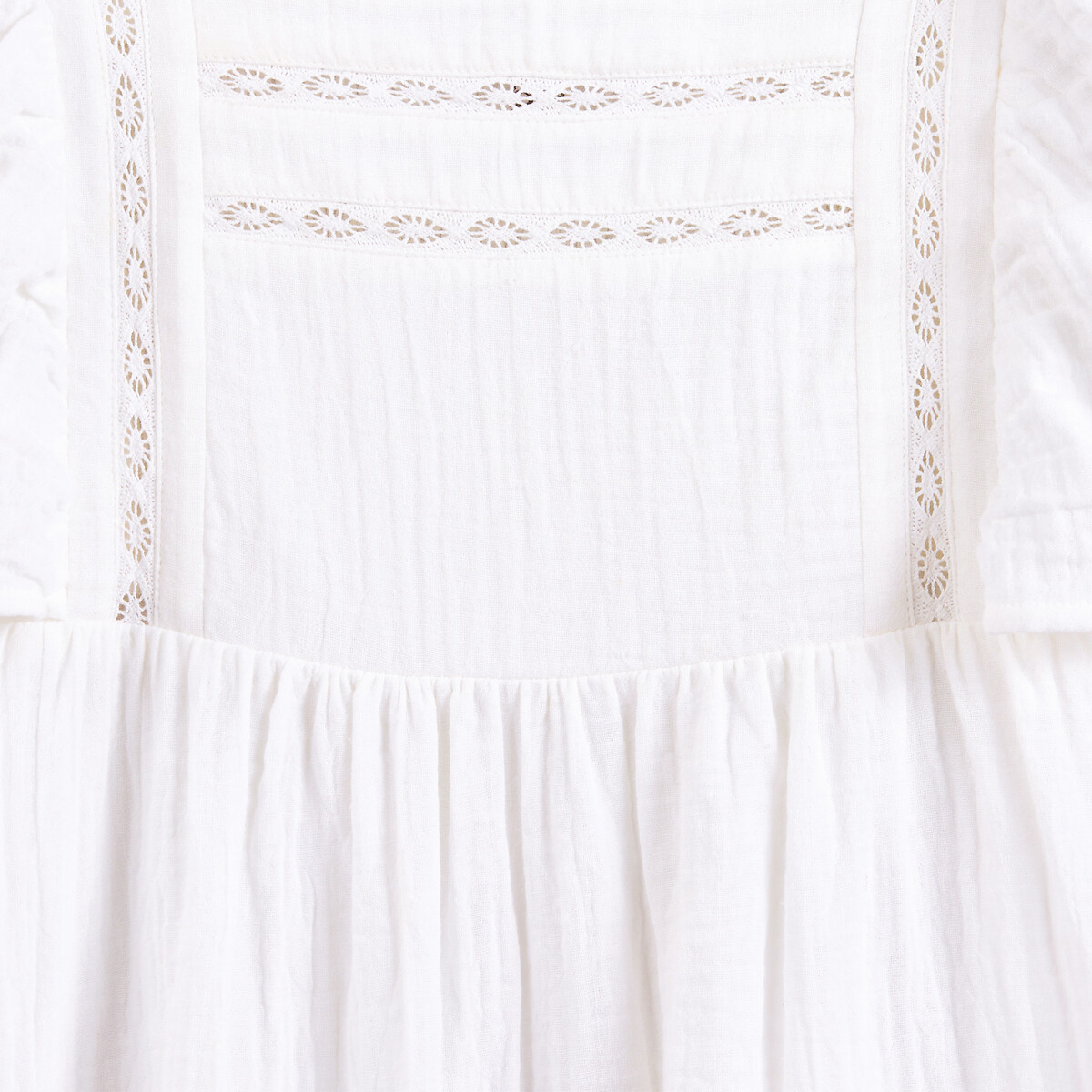 COLEÇÕES LA REDOUTE<br>Vestido festivo bordado com ombros plissados