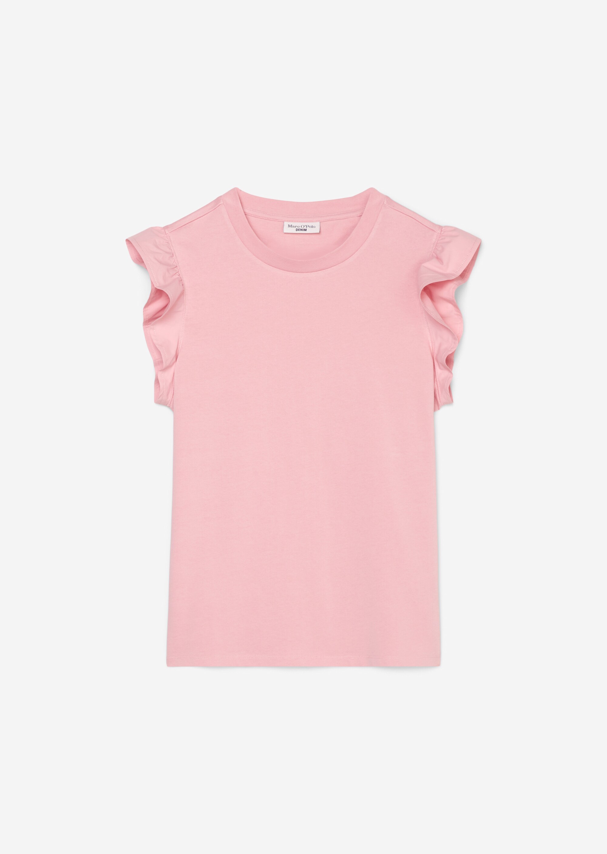 Volant-T-Shirt loose aus Material-Mix