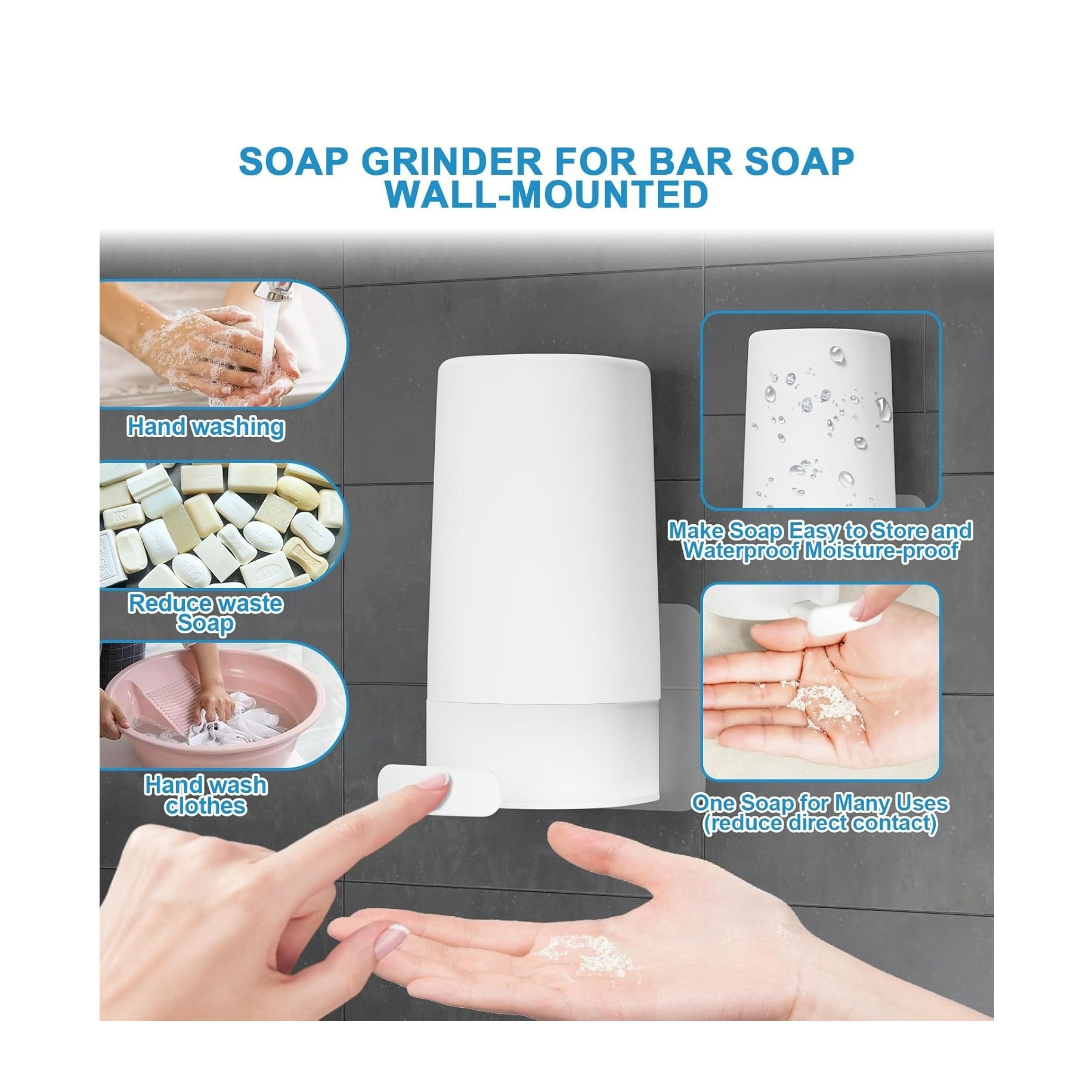 (75x155mm) Seifen Spender Hobel für Feste Seife Nachfüllbare Stückseife Reibe Selbstklebender Kernseifen Dispenser - Weiss