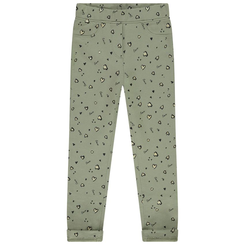 Jegging en molleton imprimé fantaisie pour fille - Vert