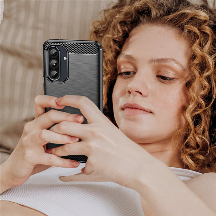 Samsung Galaxy A56 / A36 Gummi Case Schutzhülle Carbon Look - Schwarz
