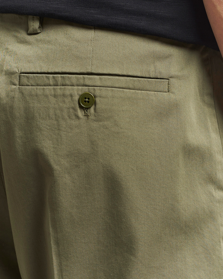 NN07 Paw Cotton/Lyocell Pleated Trousers Capers Green