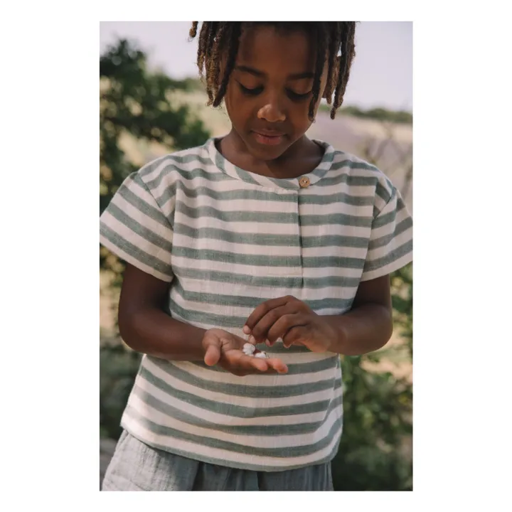 Studio Bohème T-shirt Orso Rayé Gaze de Coton | Vert
