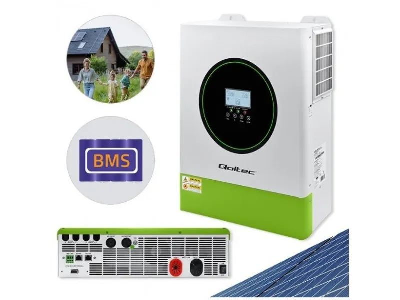 Qoltec Hybrid Off-Grid Solar Inverter 11000W | 160A | 48V | MPPT | BMS | Sinus | Wi-Fi option | Power Factor 1.0