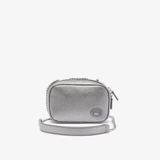 Sac carré bandoulière femme Lacoste en cuir grainé Sacs à bandoulière - Gris - Lacoste - Femme