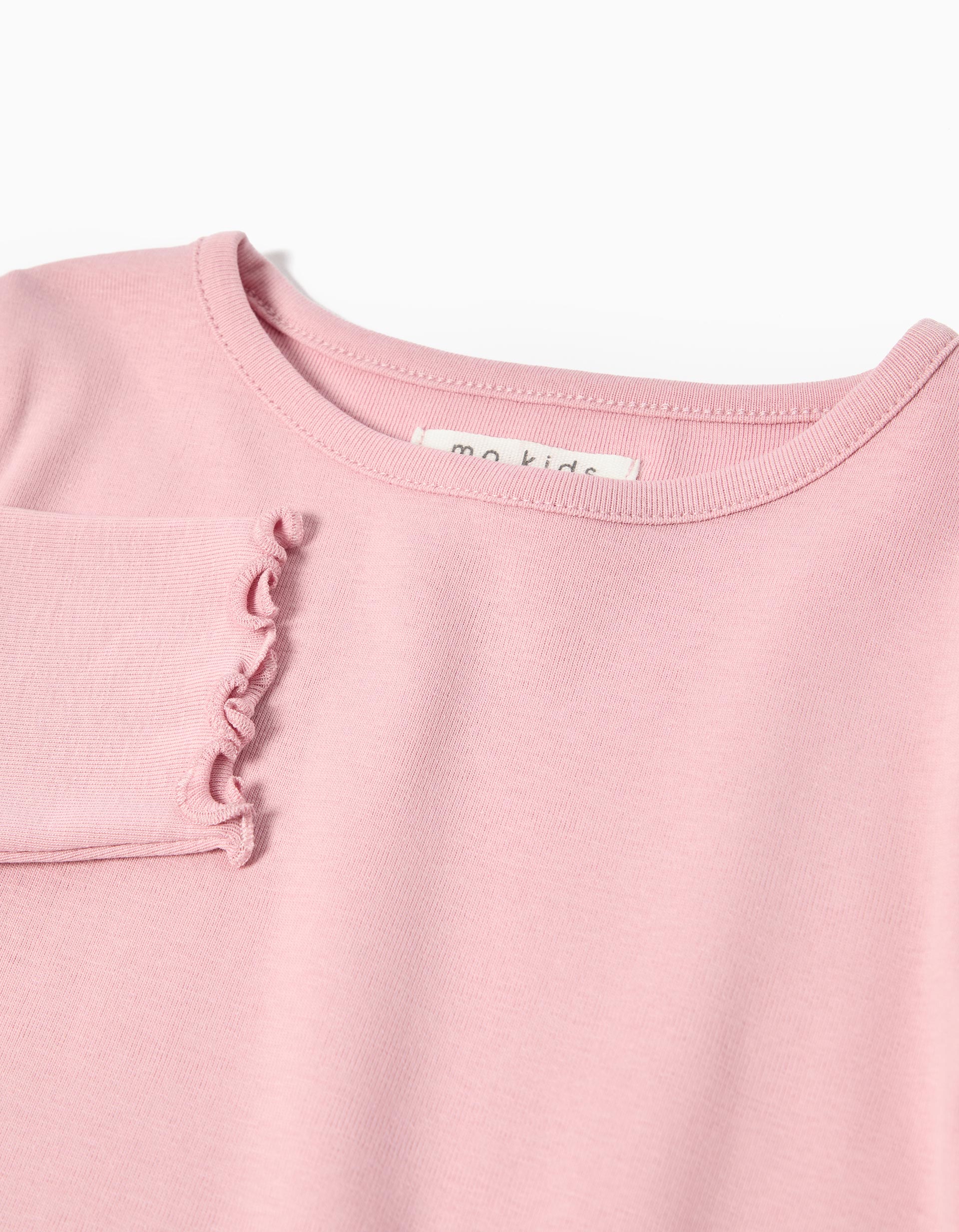 T-shirt de Manga Comprida, Menina, Rosa Claro