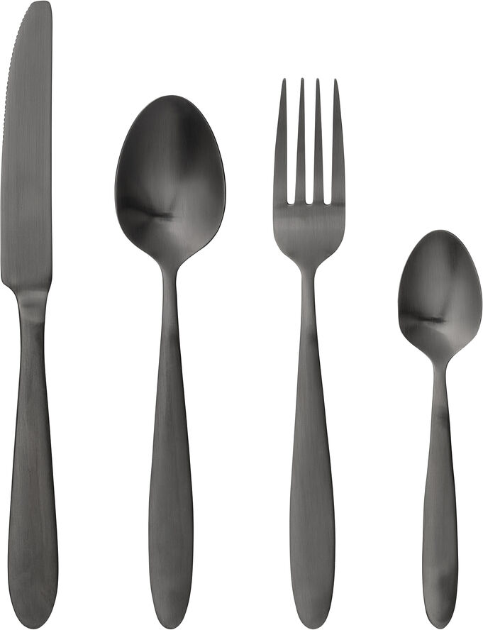 Bloomingville Bestik, Børstet Black Finish, Sæt á 4 Sort