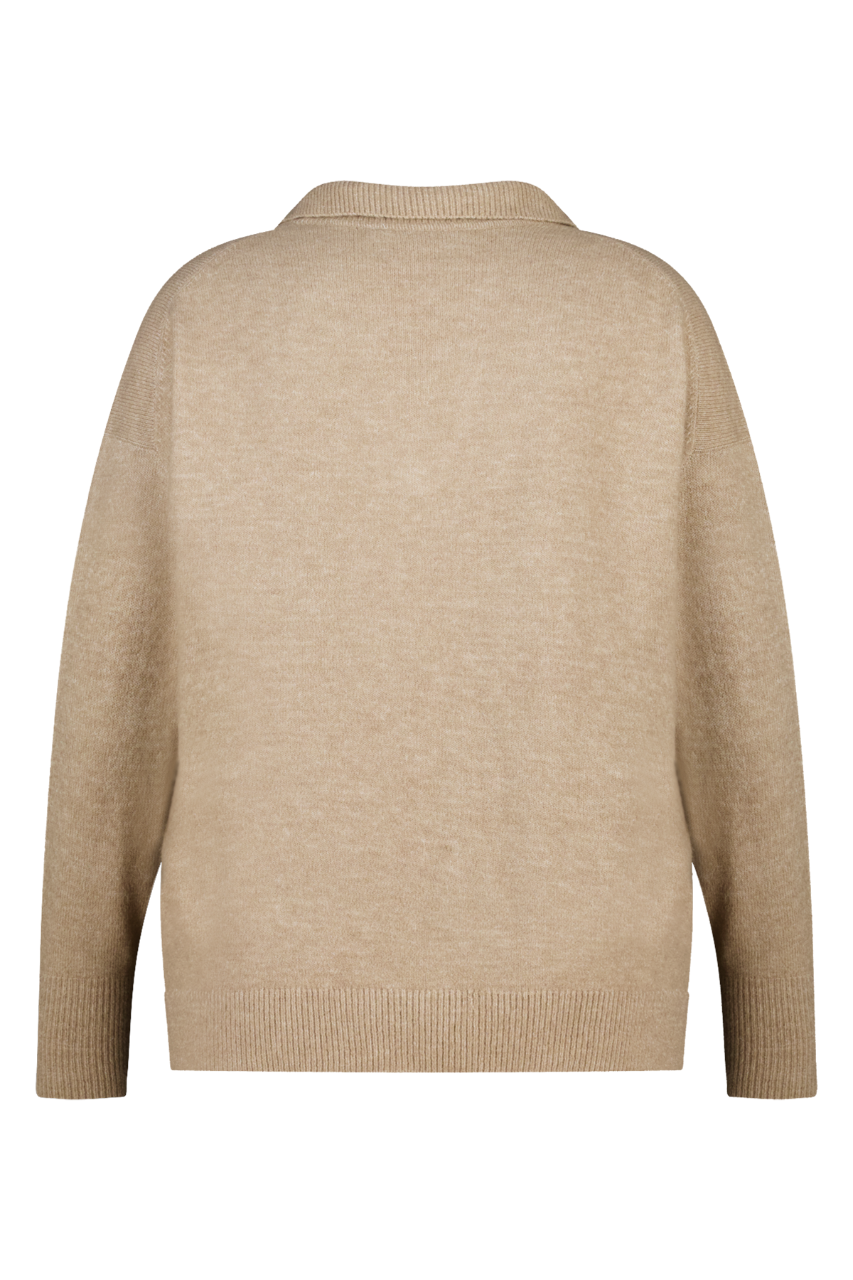 Fijn gebreide polo trui Licht taupe