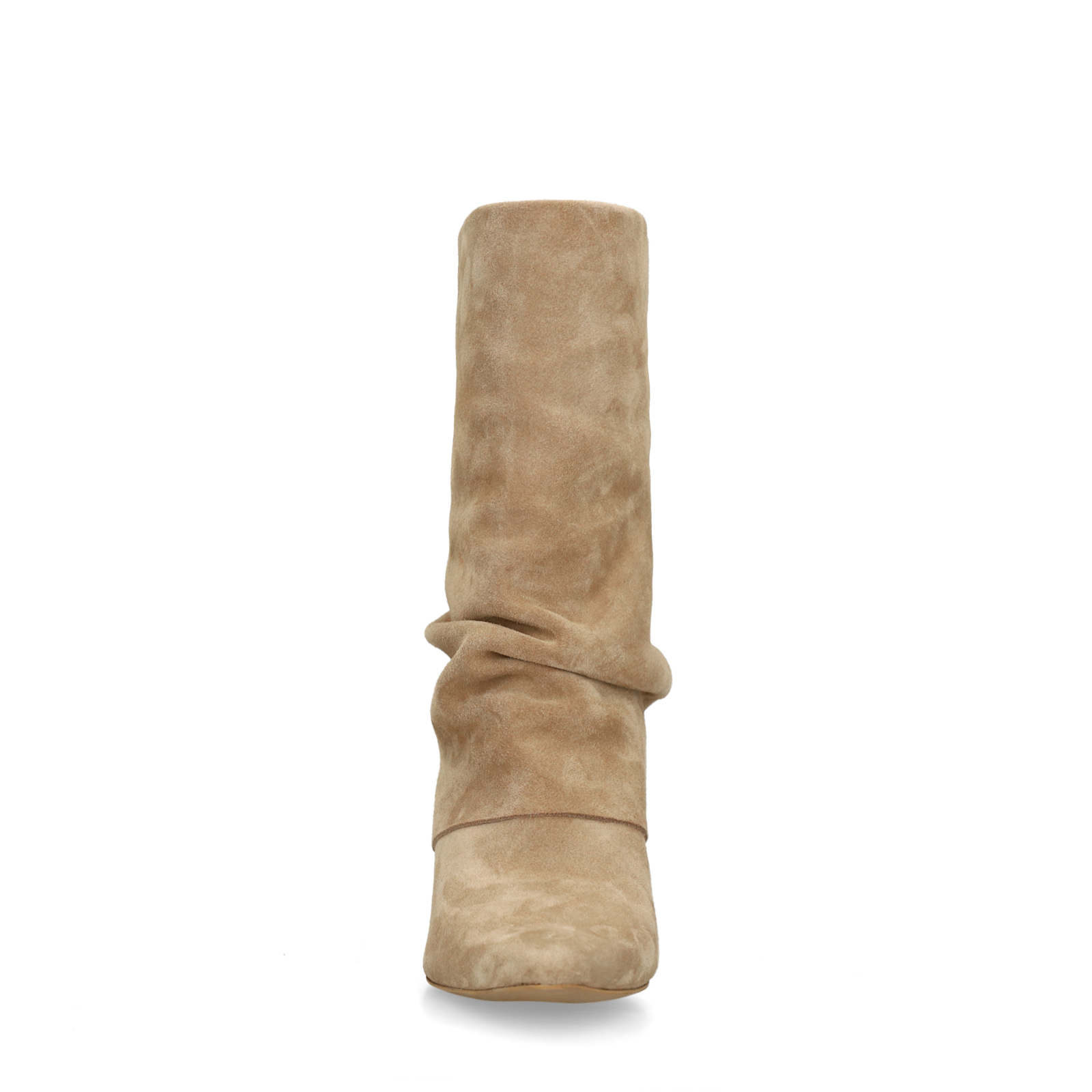 Beige suède enkellaarsjes met flap