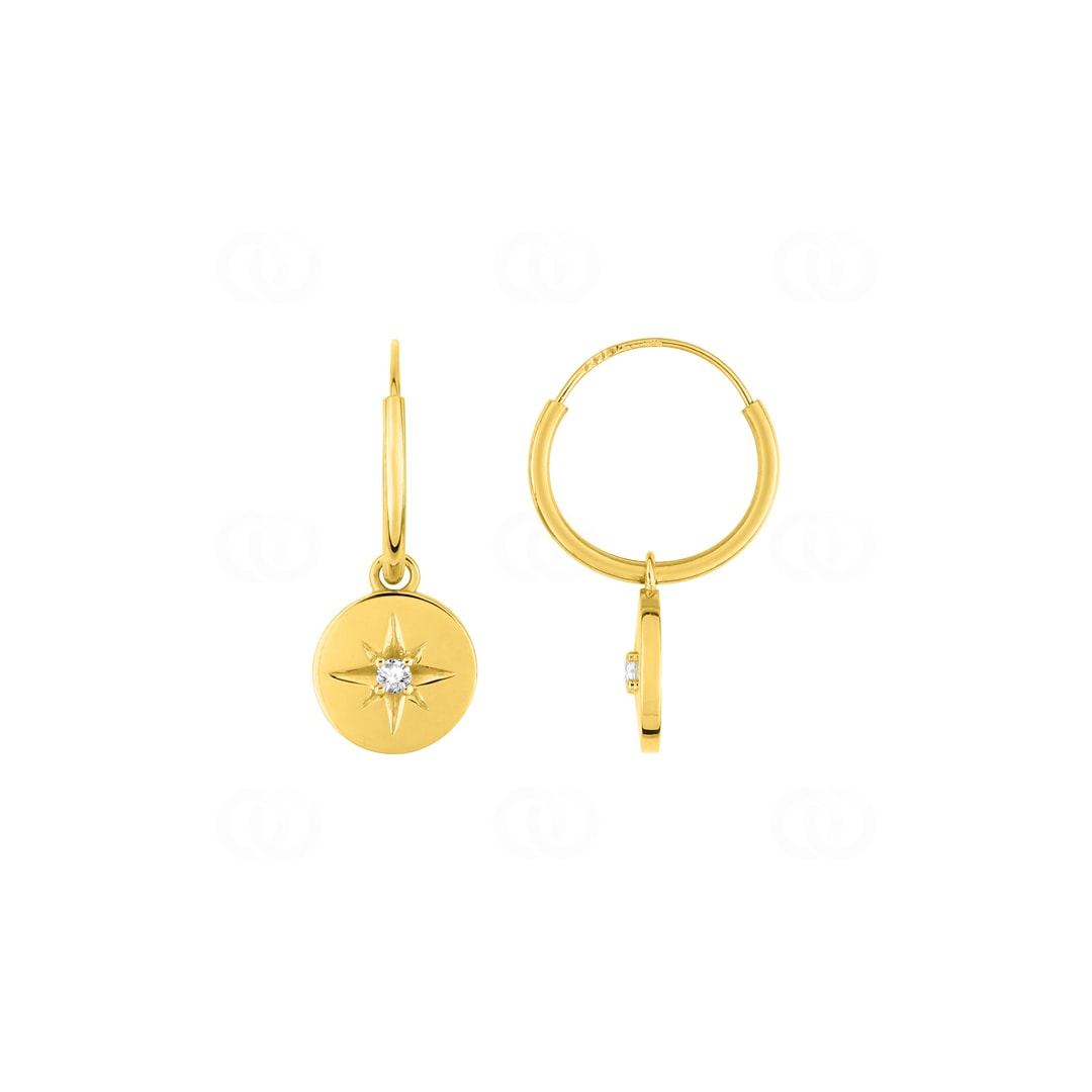 Creolen 375/9 K Gelbgold mit Charms und Zirkonia