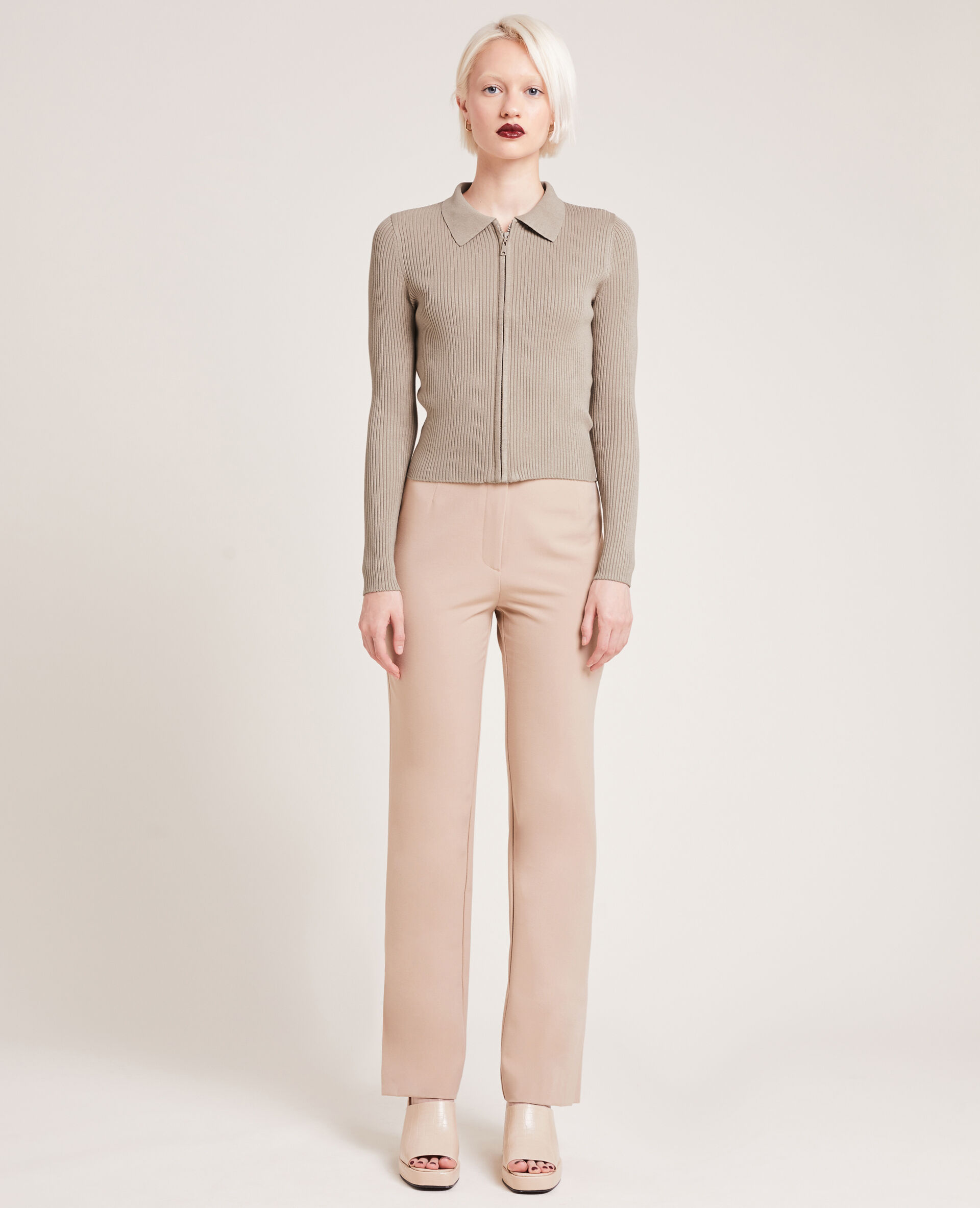 Gilet à col en pointes - Marron