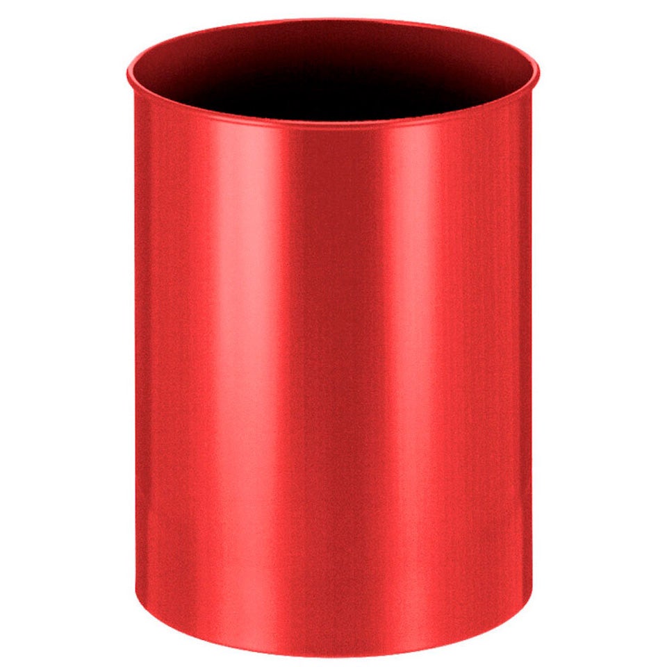 PROREGAL Stijlvolle ronde metalen prullenbak 30 liter HxØ 47 x 33,5 cm Rood