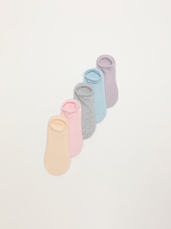 Pacote com 5 pares de meias invisíveis básicas - Cores variadas