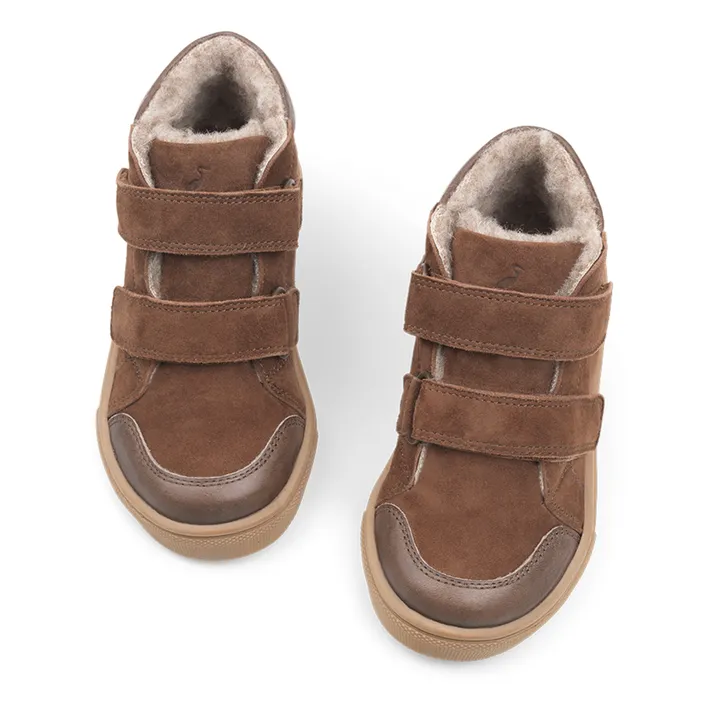 Petit Nord Baskets Fourrées 2 Scratchs Toasty | Chocolat
