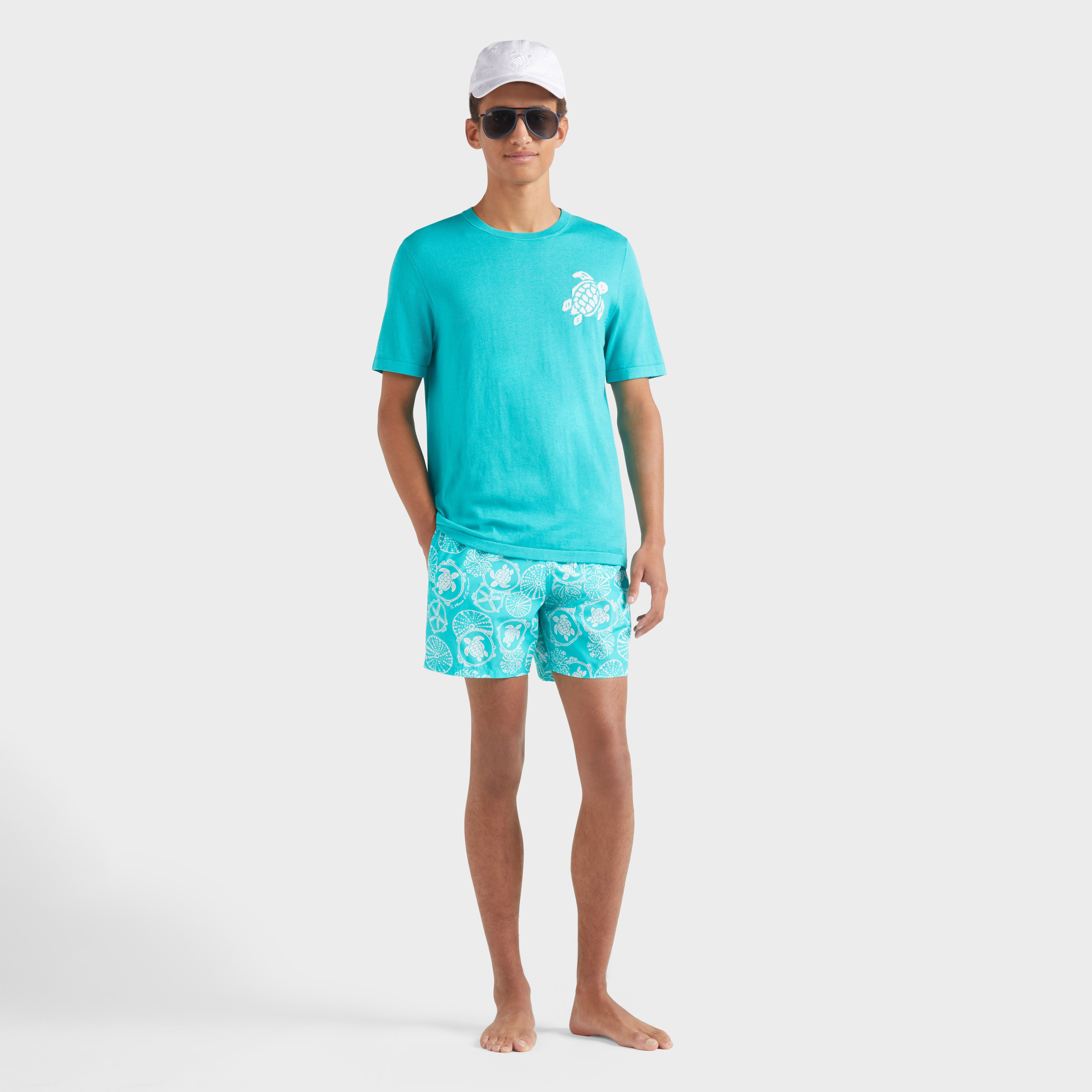 T-shirt en coton homme Tortue jacquard