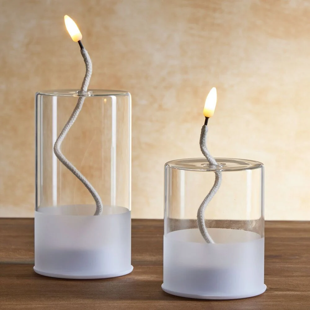 Bougie en verre à LED Ø8xH15cm