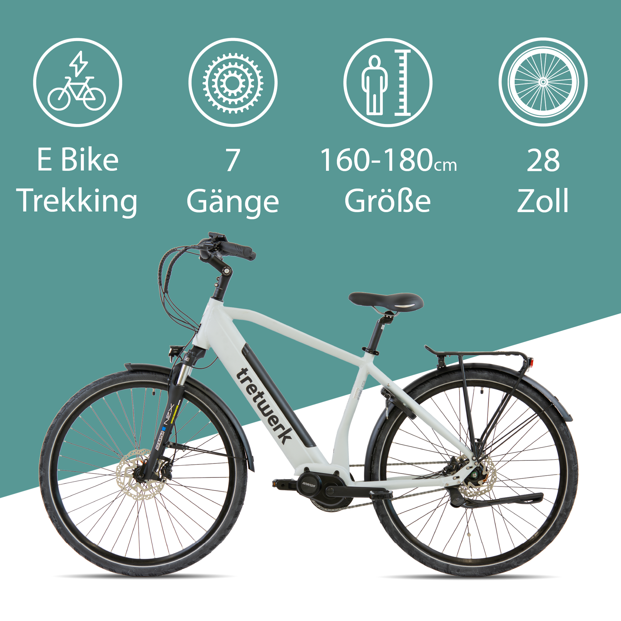 Tretwerk Sonic Nexus E Bike 28 Zoll Trekkingrad Damen Herren Elektrofahrrad