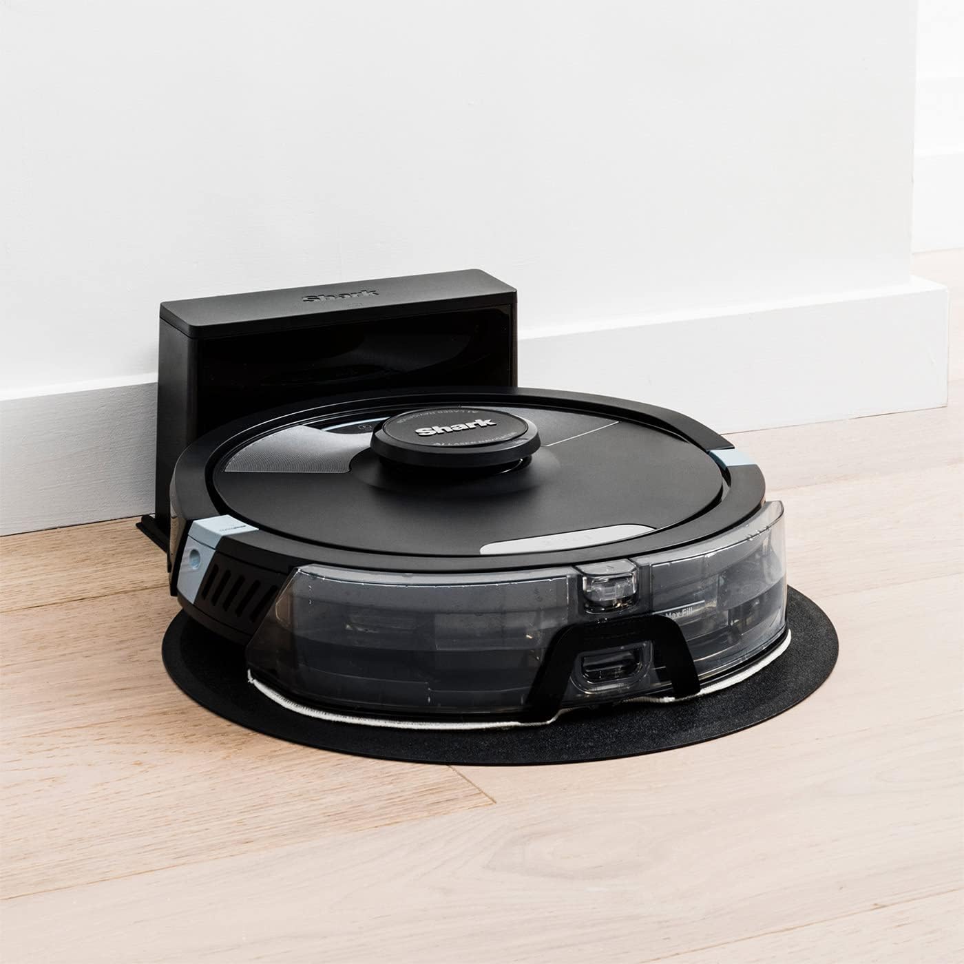 Shark AI Ultra 2-in-1 Saugroboter, Staubsauger-Roboter mit Wischfunktion, Anti Hair Wrap, Teppich und Hartboden, Roboterstaubsauger, 110 Min Laufzeit, manuelle und App-Steuerung, Schwarz, RV2600WDEU