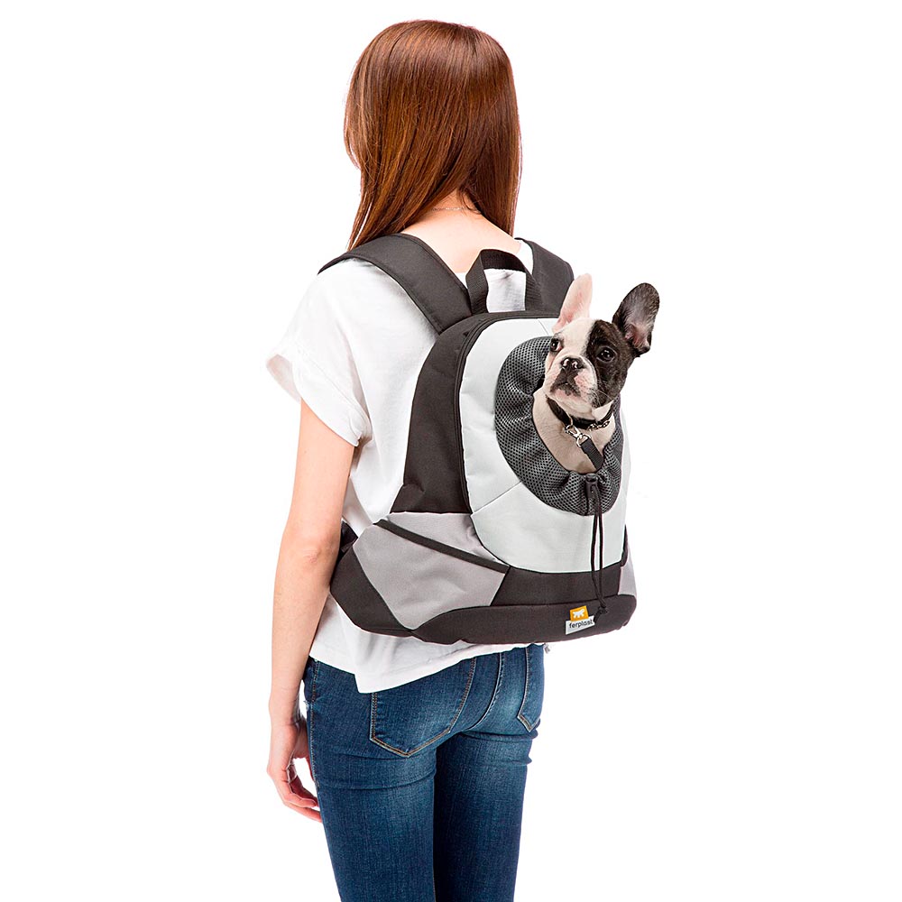 Sac à dos transport pour petits chiens kangoo small, épaules rembourrées, matériau robuste et durable, gris