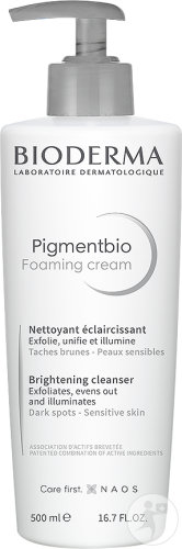 Bioderma Pigmentbio Foaming Cream Nettoyant Éclaircissant Peaux Sensibles Flacon Pompe 500ml