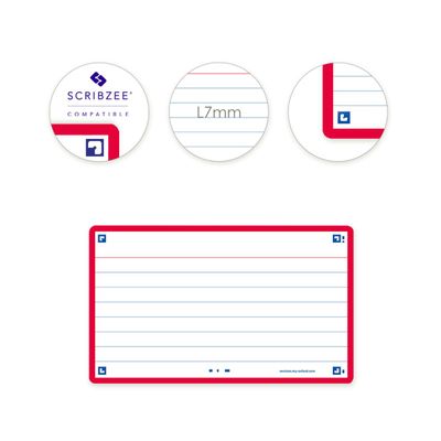 Oxford FLASH 2.0 - Pack de 32 cartes - A7 - ligné - rouge