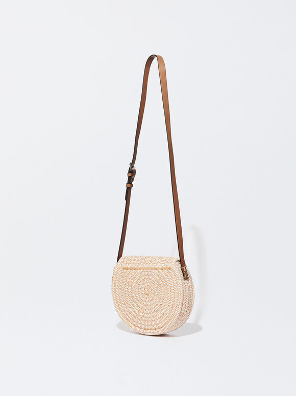 Bolsa transversal com pompons - Bege