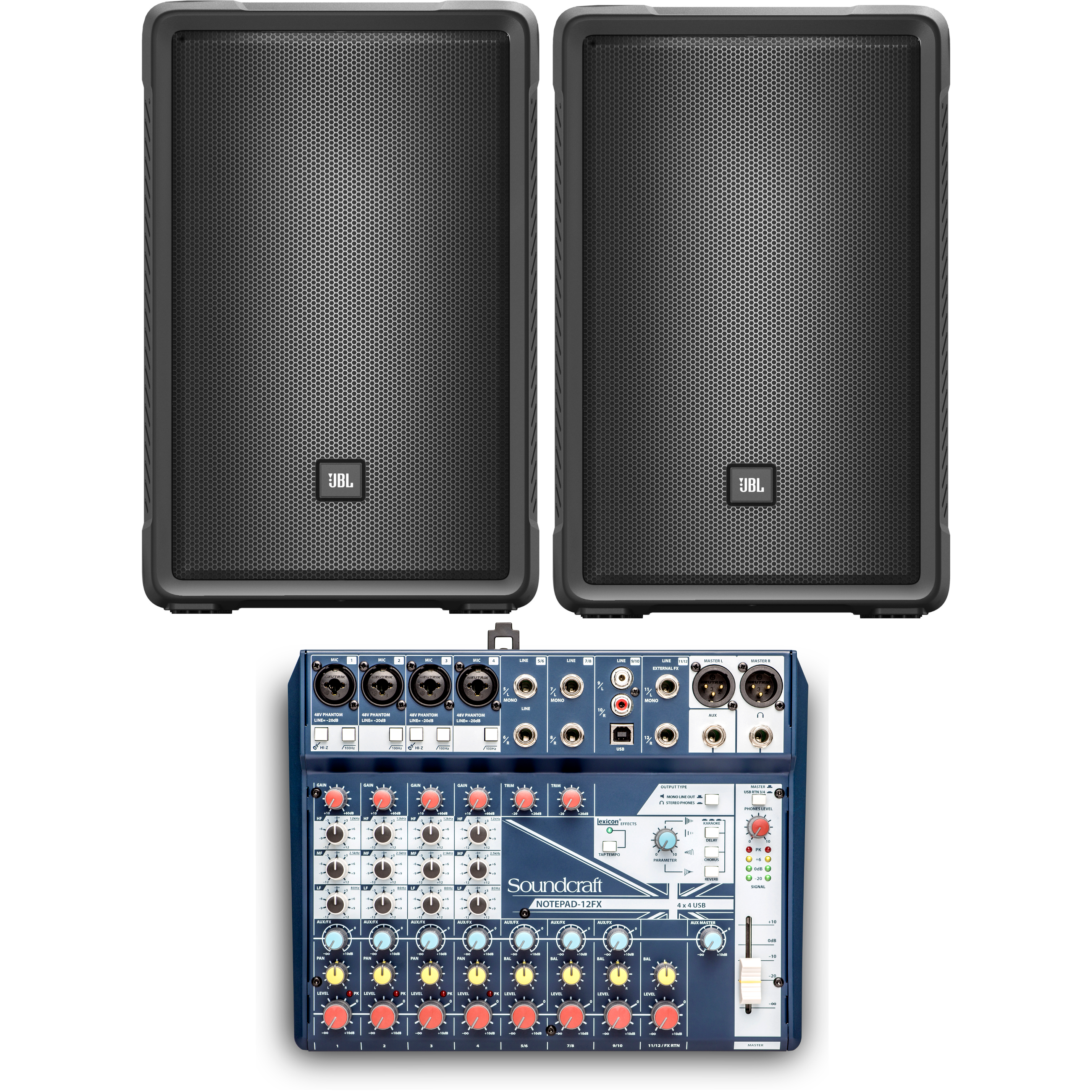 JBL IRX112BT + Soundcraft Notepad-12FX bundel