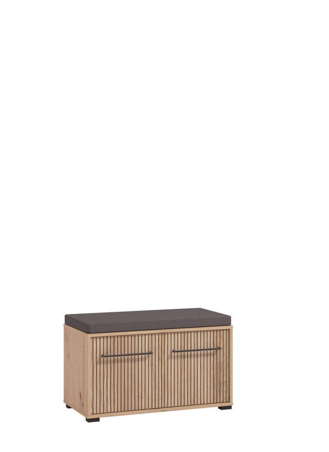 INOSIGN Schuhbank »Landes, Schuhschrank, Schuhregal, Schuhtruhe, Breite 80 cm« mit Sitzkissen und zwei geschlossenen Fächern, in Artisan Eiche
