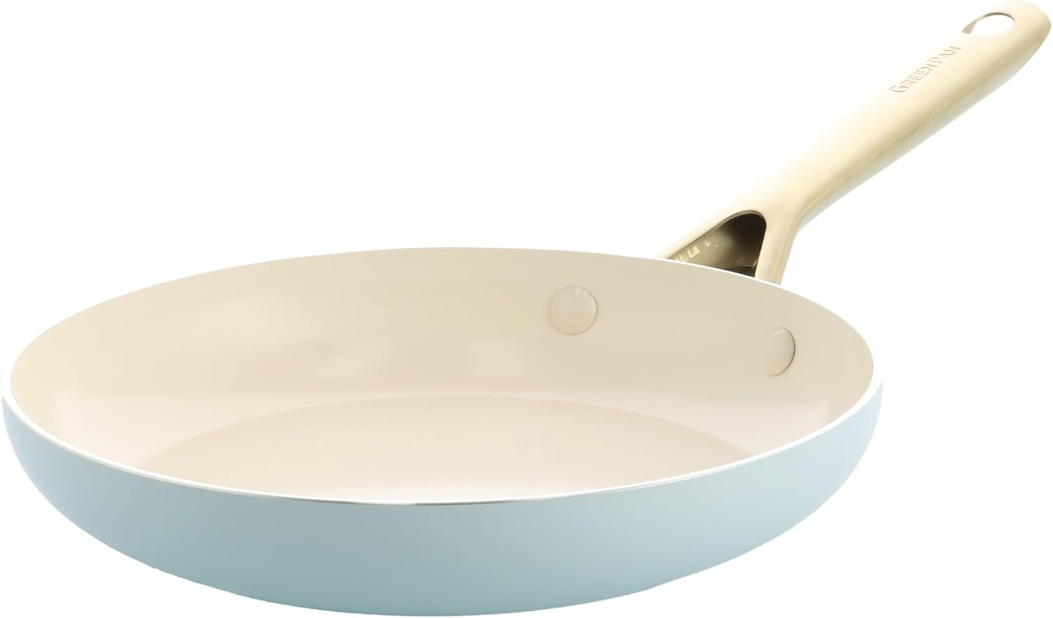 GreenPan Shades 3-teiliges Keramik-Antihaft-Pfannenset, Ø 20/24/28 cm, PFAS-frei, Induktionsgeeignet, Goldener Edelstahlgriff, Spülmaschinenfest, Ofenfest, Coastal