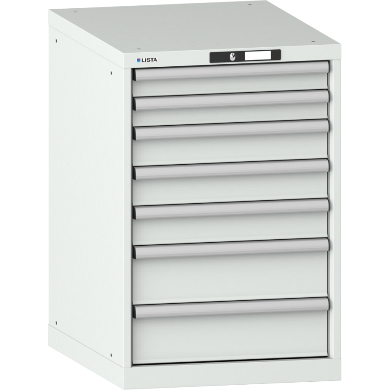 Armoire à tiroirs Lista 27x36E H 85 x L 56,4 x P 72,5 cm 7 tiroirs (2 x 7,5, 3 x 10 et 2 x 15 cm) Key Lock