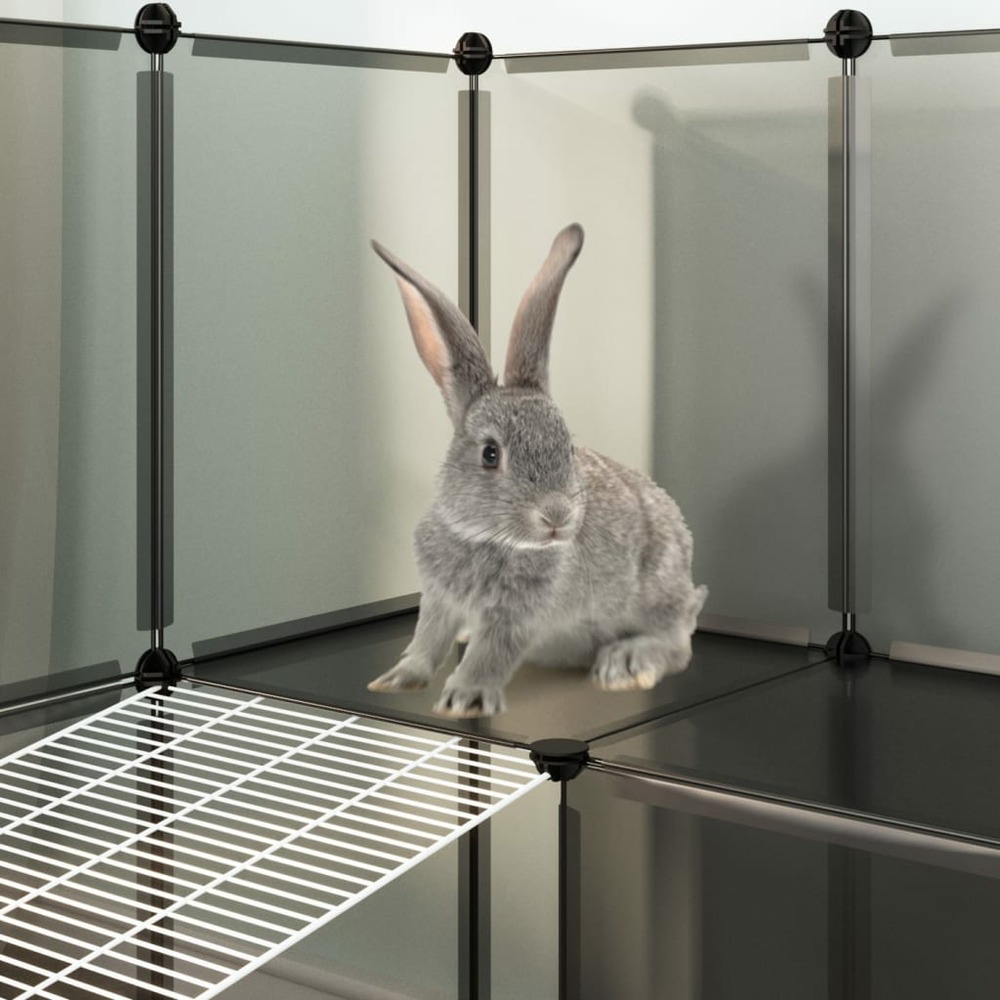 Cage pour petits animaux noir 142x74x93 cm pp et acier