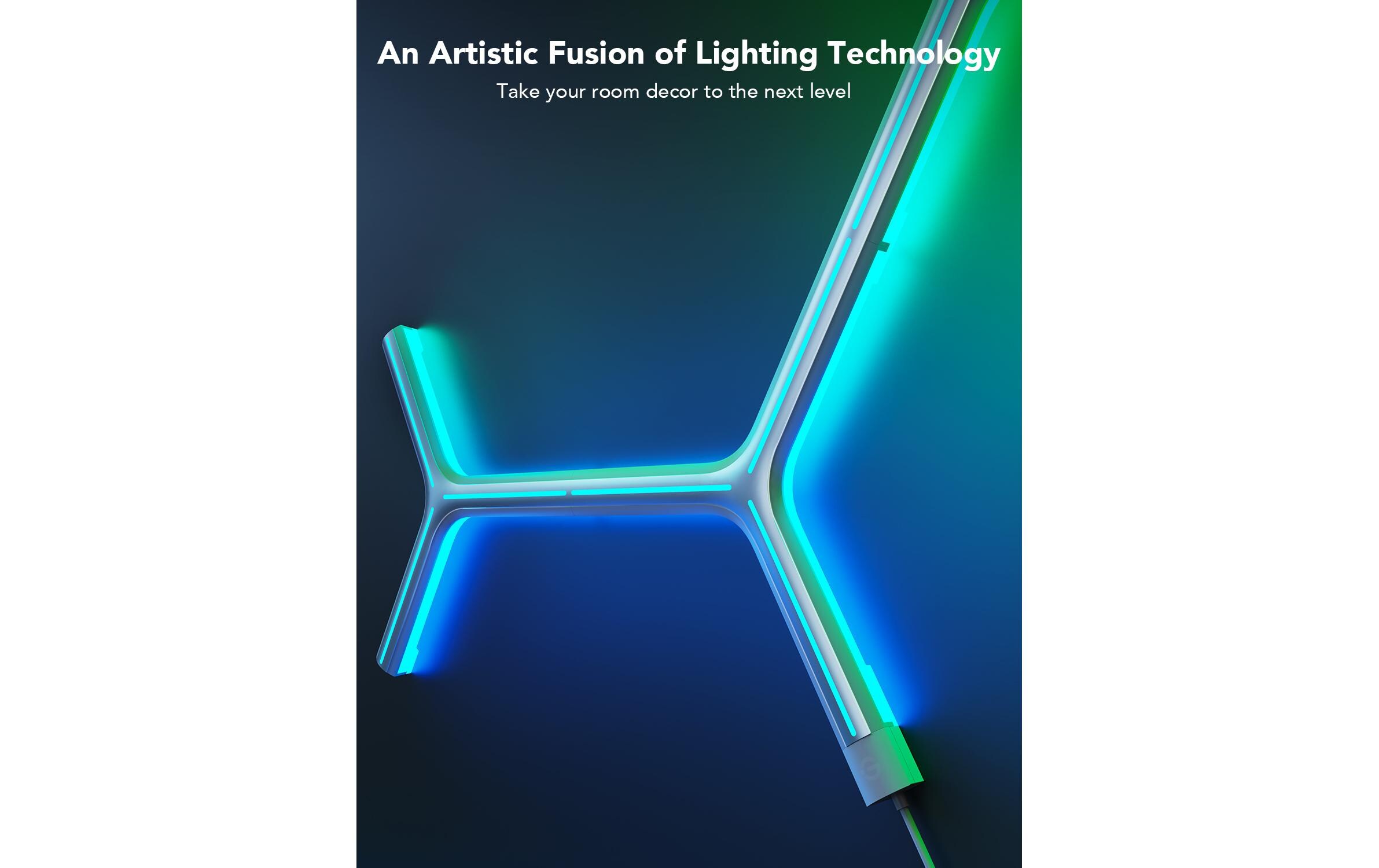 Panelleuchte Y-Leuchten Glide, 7 Stück, RGBIC, Wi-Fi + BT<br>LED Lichtpaneele