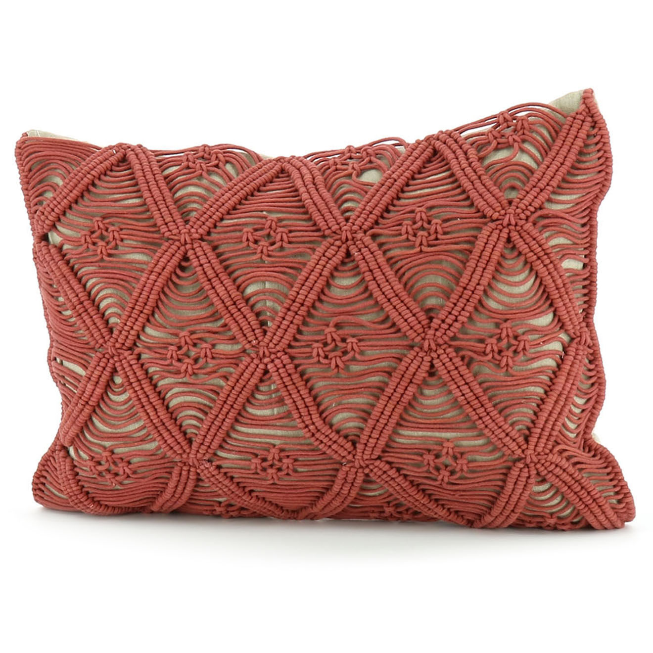 En Fil d'Indienne Housse de coussin Macramé terracotta - 35x50 cm