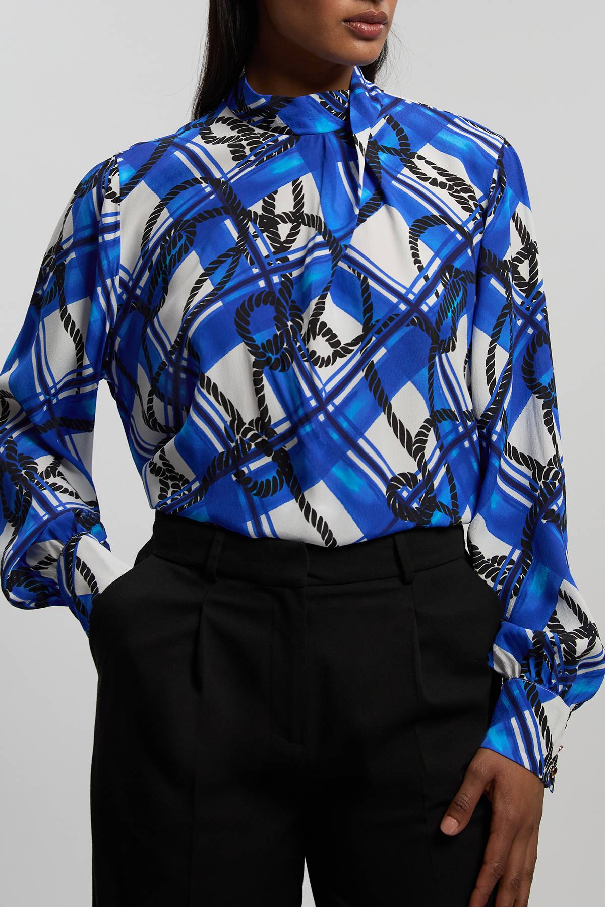KarenMillen Blouse En Crêpe De Viscose À Manches Ballon Imprimé Cordage