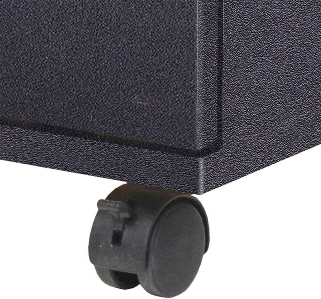 Schubladenelement auf Rollen, 33x45x60 cm, Schwarz, Holzwerkstoff, 3 Schubladen, mobiler Rollcontainer für Büro & Zuhause, vielseitiger Stauraum