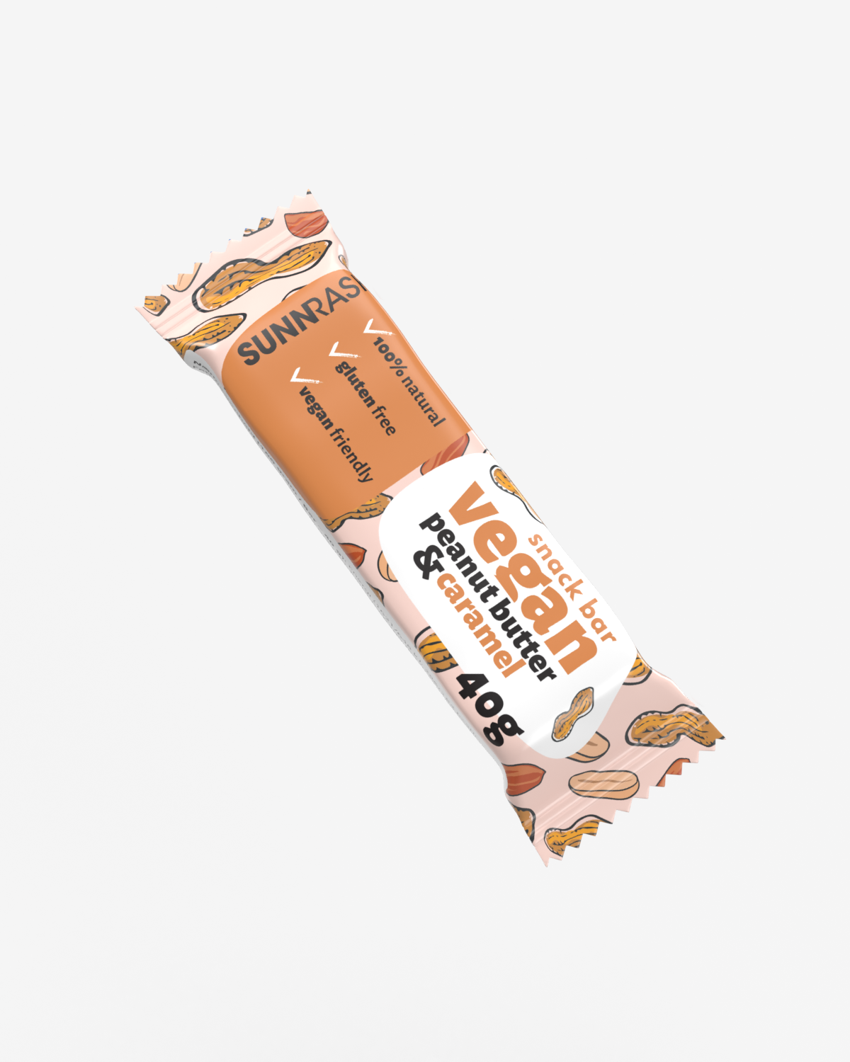 SunnRask Vegan Raw Peanut butter &amp; Caramel Proteinbar 40g
