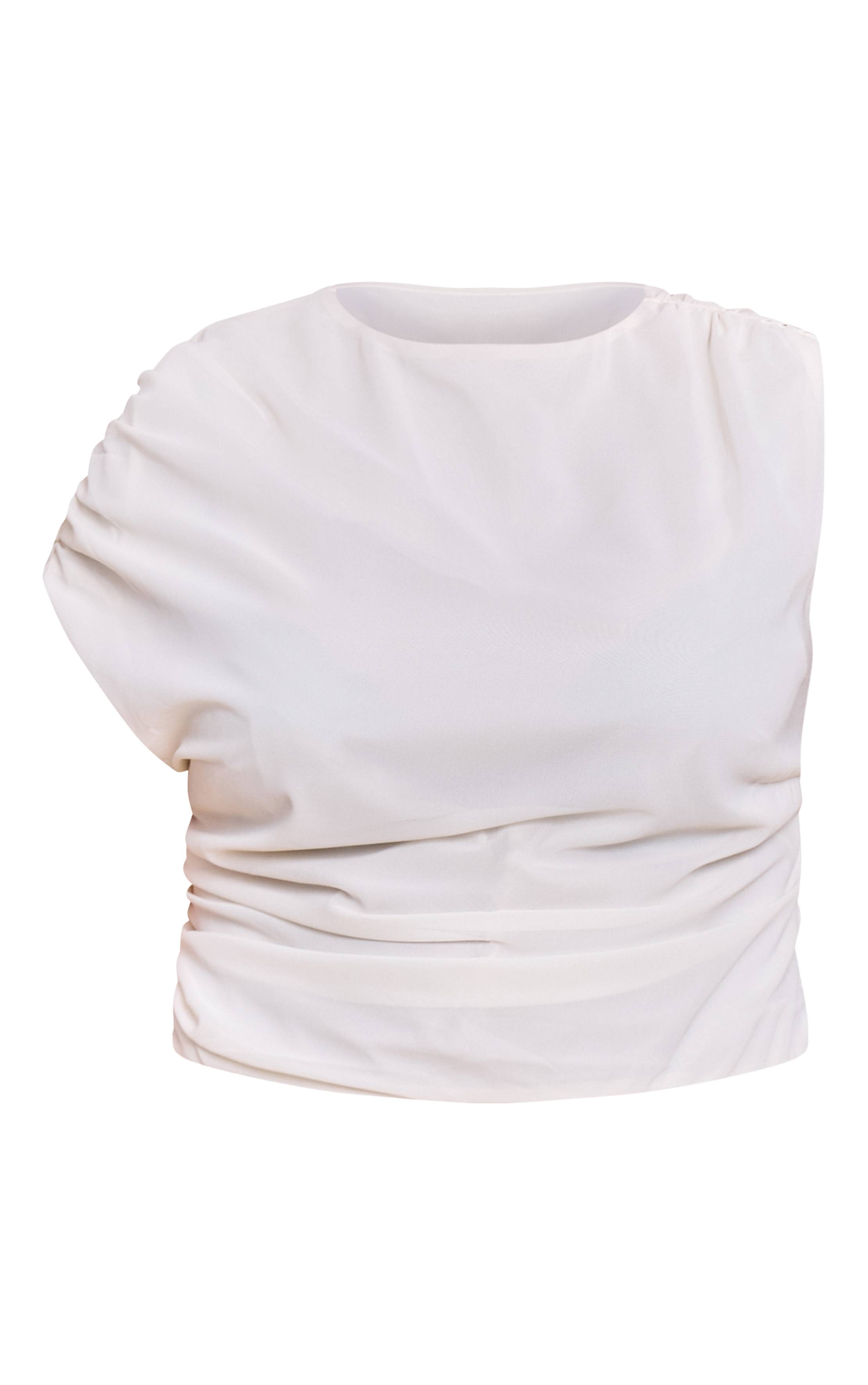 Crème Haut Asymétrique En Mousseline Grande Taille