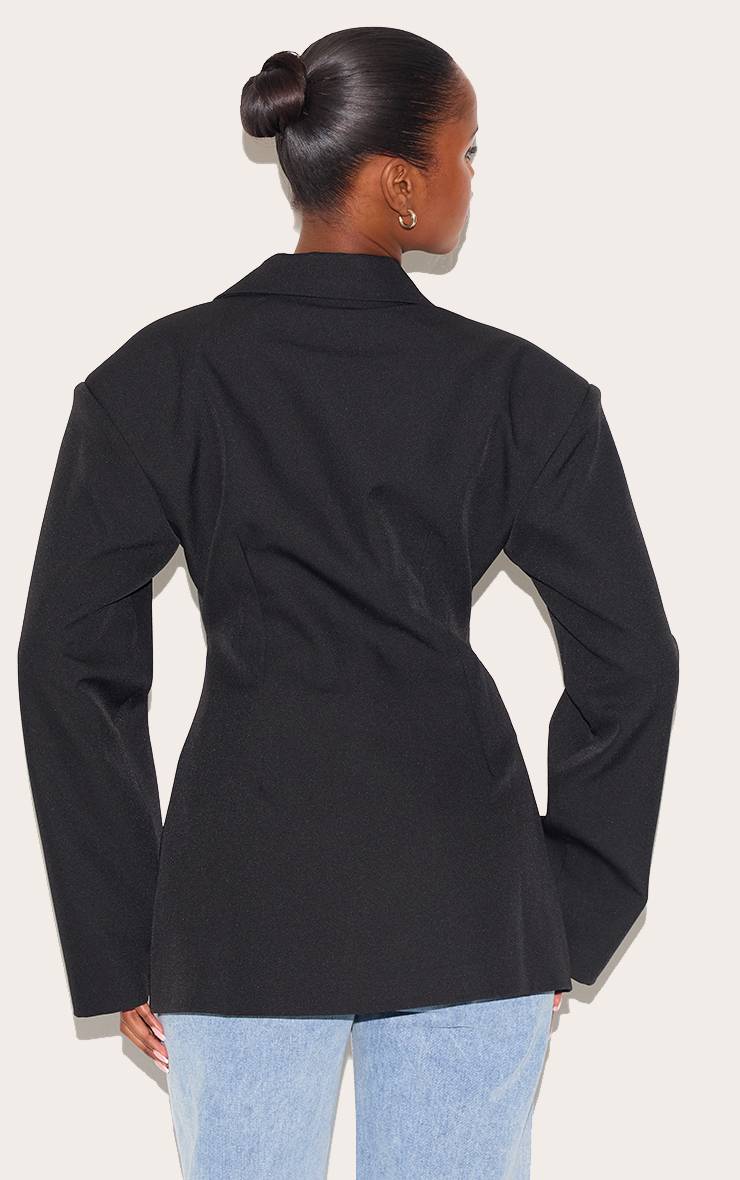 Noir Blazer Cintré À Taille Ajustée