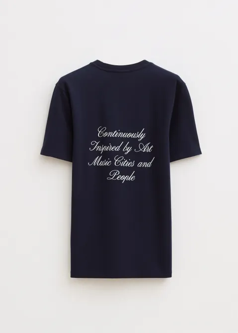 T-shirt met tekst print blauw (BLW.D)