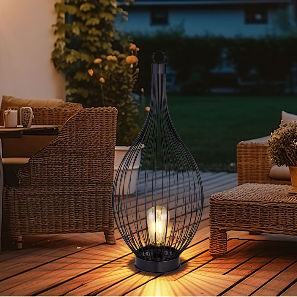 LED Solarlampe, Metall schwarz, amber, IP44