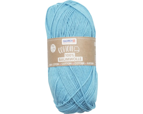 Wol 100% katoen lichtblauw 50 g