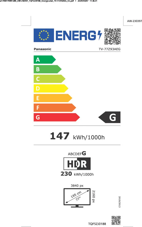 Panasonic TV-77Z93A TV OLED