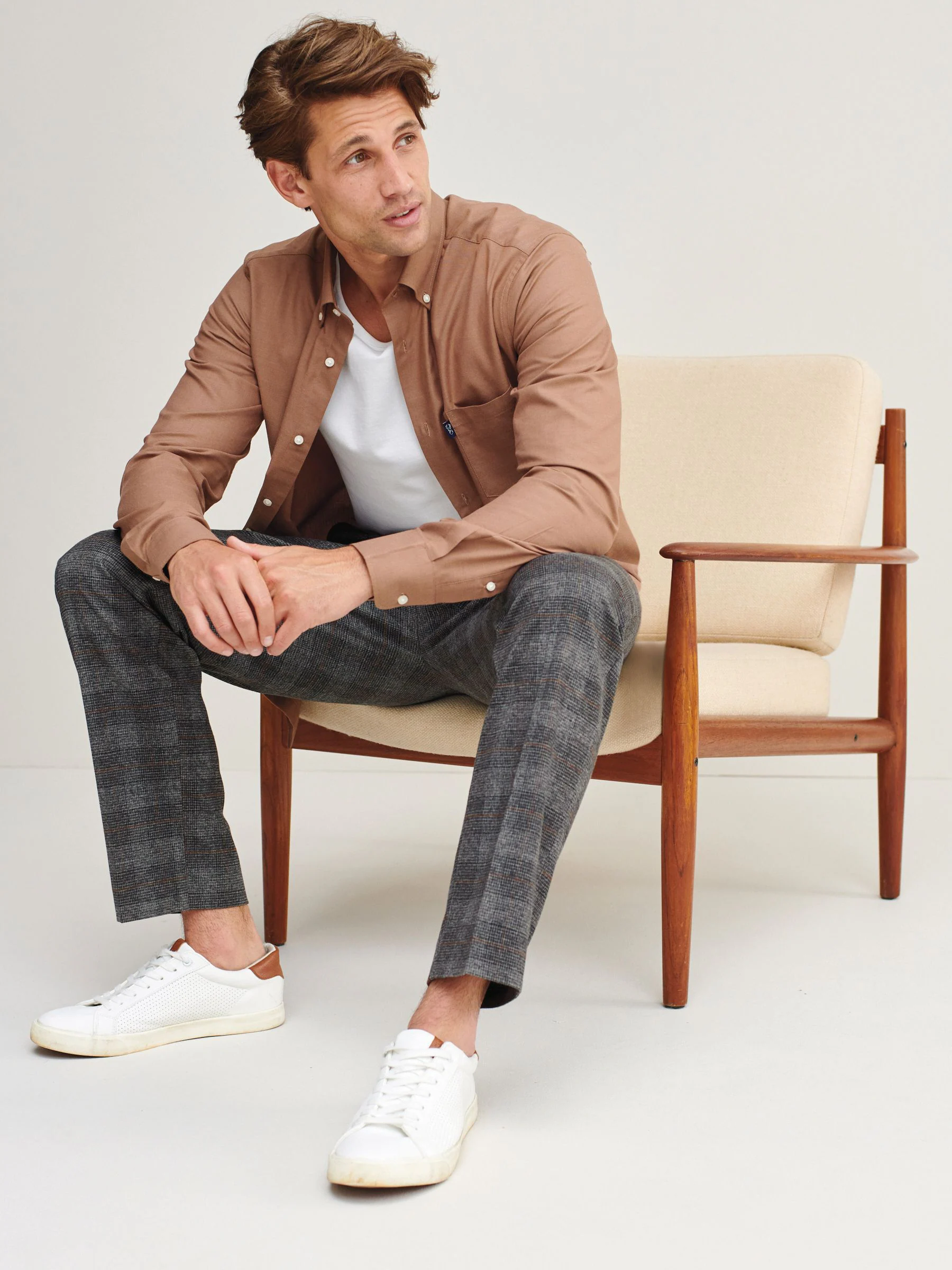 Marineblauw-bruin geruit - Traditionele ingekorte geruite broek
