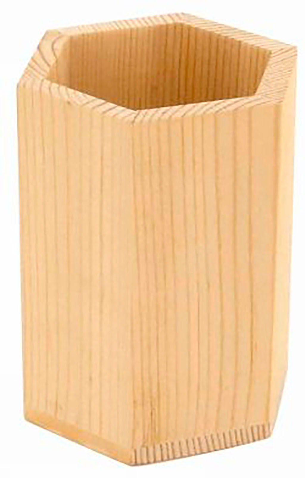 Pot à crayons hexagonal bois D 8cm