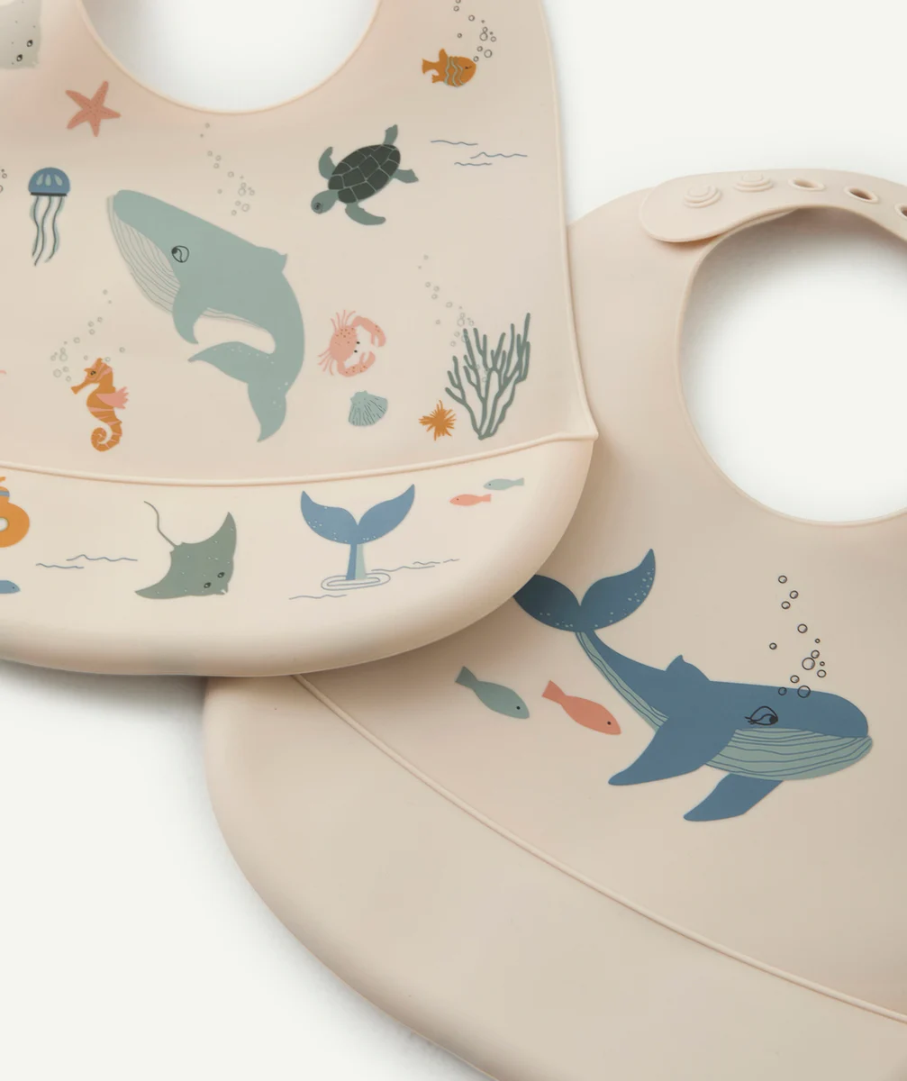 LIEWOODLOT DE 2 BAVOIRS IMPERMÉABLES THÈME ANIMAUX MARINS