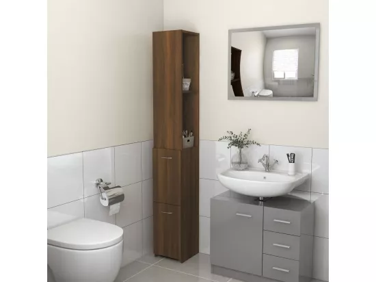 Armoire de bain chêne marron 25x26,5x170 cm bois d'ingénierie