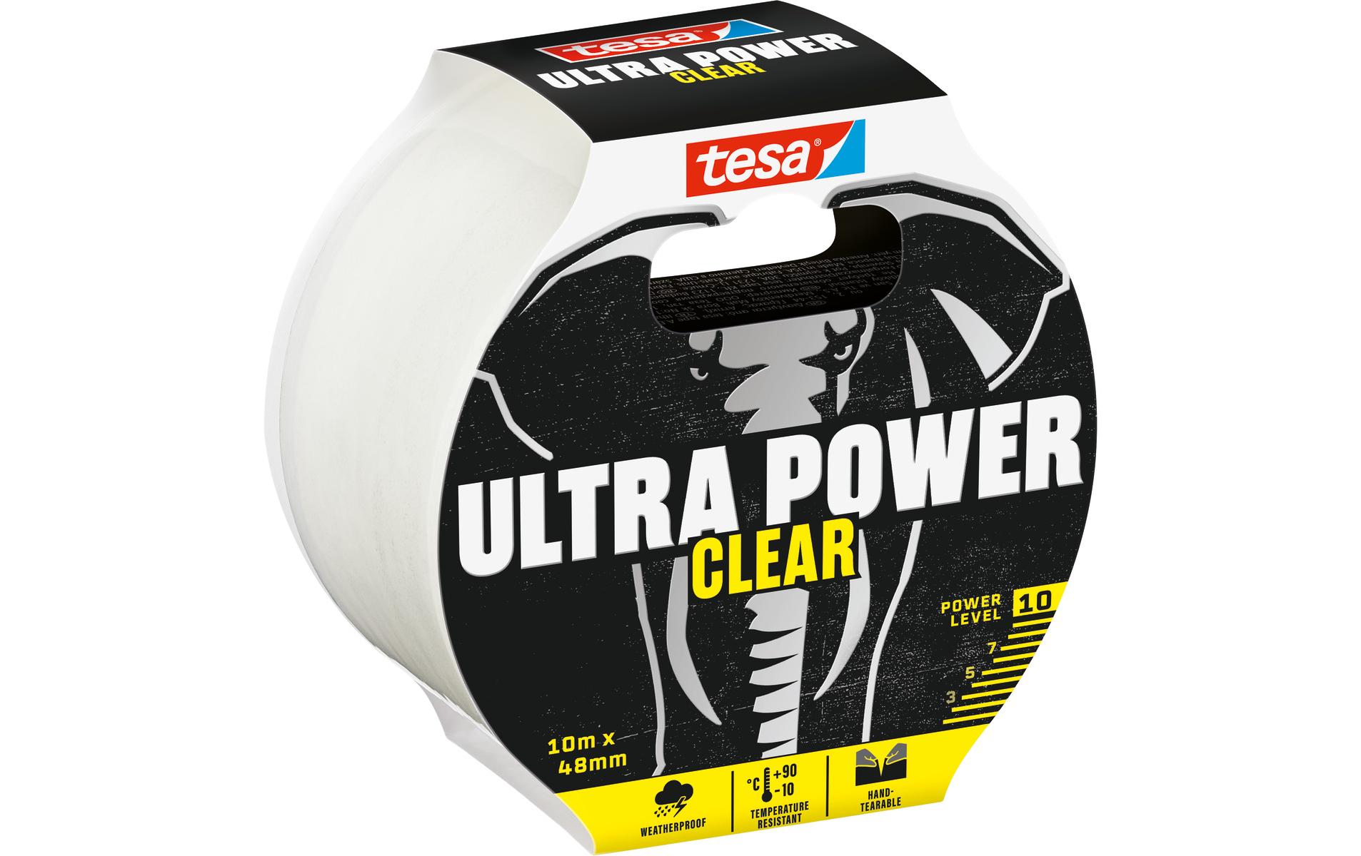 Gewebeband Ultra Power Clear, 10 m x 48 mmTransparentes Reparaturband für unsichtbare und unauffällige Reparaturen