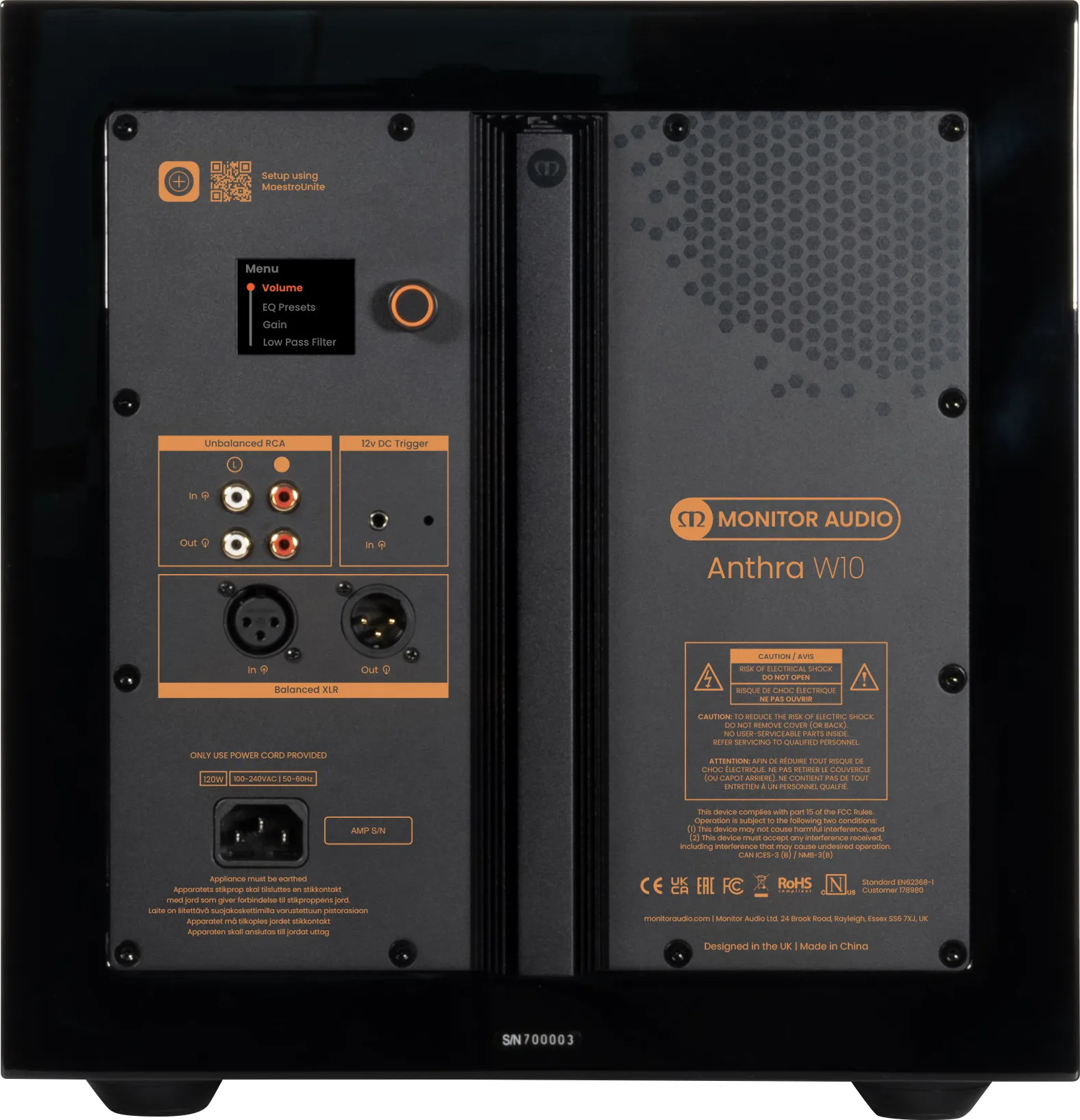 Monitor Audio Anthra W10 Noir laqué Caissons de basses